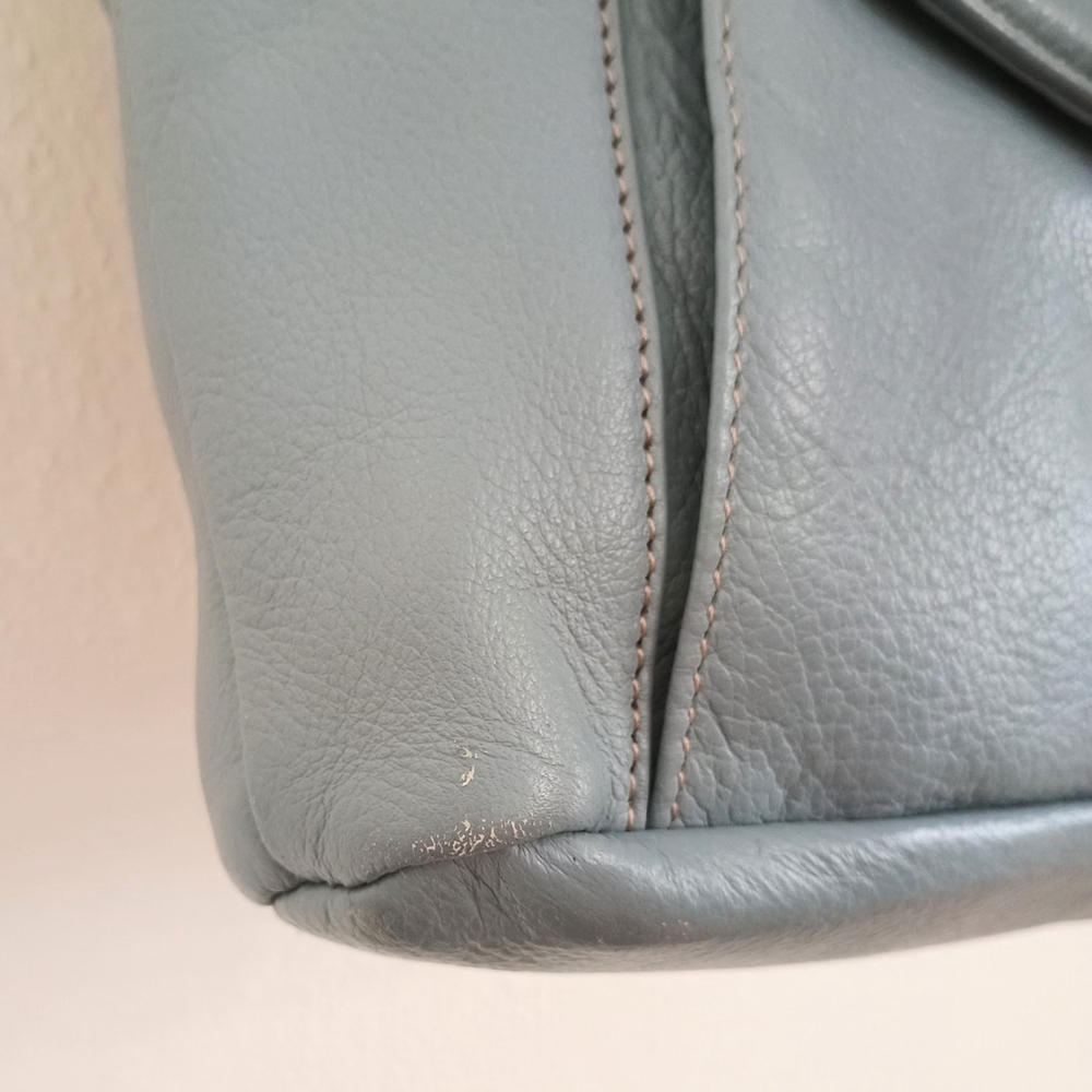 Stone Mountain Light Blue Pebble Leather Convertible Crossbody Shoulder Bag - Picture 12 of 16